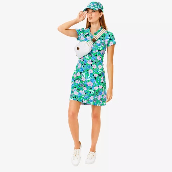 EUC LILLY PULITZER Frida Scallop Polo Dress Spearmint Golf Til You Drop - Picture 4 of 7